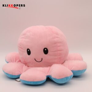  Emotie Knuffel -XXL Grote- Octopus Knuffel - Mood Octopus - Mood Knuffel - Blauw Baby Roze