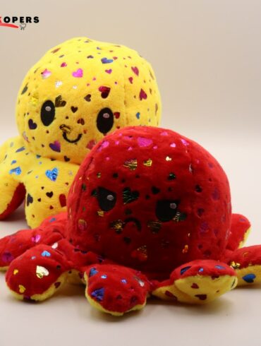 Mood Octopus Knuffel – Shiny Hearts Mood Knuffel Geel Rood