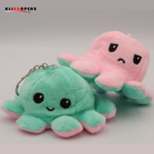  Emotie Knuffel - Octopus Knuffeltje - Mood Knuffel - Licht Groen Baby Pink - Sleutelhanger