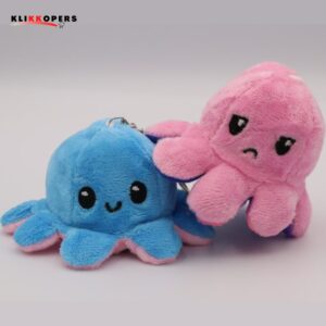  Emotie Knuffel - Octopus Knuffeltje - Mood Knuffel - Licht Blauw Baby Roze - Sleutelhanger