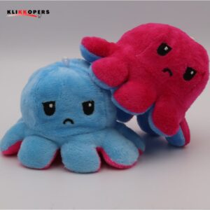  Emotie Knuffel - Octopus Knuffeltje - Mood Knuffel - Blauw Roze - Sleutelhanger