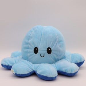  Emotie Knuffel -XXL Grote- Octopus Knuffel - Mood Octopus - Mood Knuffel - Monster Licht Blauw Donker Blauw