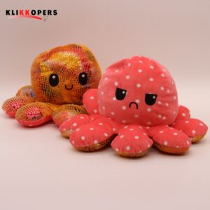  Emotie Knuffel -Grote- Octopus Knuffel - Mood Octopus - Mood Knuffel - Glitter Oranje Roze