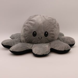  Emotie Knuffel -XXL Grote- Octopus Knuffel - Mood Octopus - Mood Knuffel - Monster Zwart Grijs