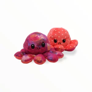  Emotie Knuffel -Grote XL- Octopus Knuffel 30cm - Mood Octopus - Mood Knuffel - Glitter Roze Roze