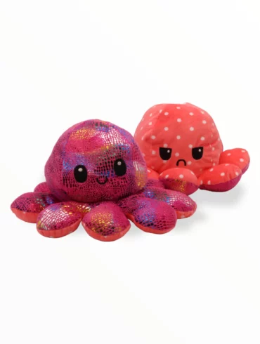 Emotie Knuffel -Grote XL- Octopus Knuffel 30cm – Mood Octopus – Mood Knuffel – Glitter Roze Roze