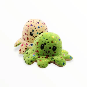  Mood Octopus Knuffel - Shiny Hearts Mood Knuffel Fluo Geel Groen