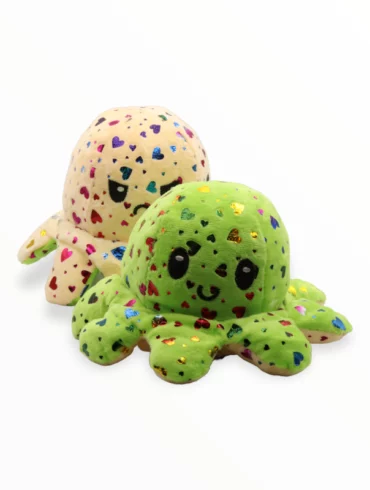 Mood Octopus Knuffel – Shiny Hearts Mood Knuffel Fluo Geel Groen