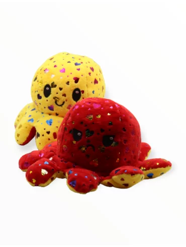 Mood Octopus Knuffel – Shiny Hearts Mood Knuffel Geel Rood