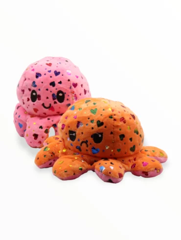 Mood Octopus Knuffel- Shiny Hearts Mood Knuffel Roze Oranje