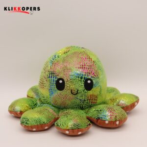  Emotie Knuffel -Grote- Octopus Knuffel - Mood Octopus - Mood Knuffel - Glitter Groen Bruin
