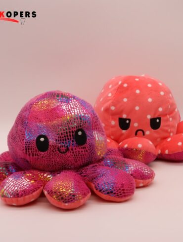 Emotie Knuffel -Grote XL- Octopus Knuffel 30cm – Mood Octopus – Mood Knuffel – Glitter Roze Roze