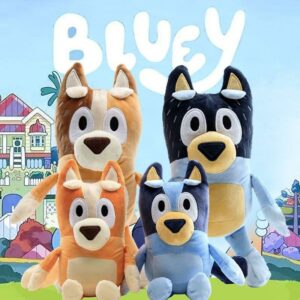  Bluey Familie knuffel set - Bluey, Bingo, Bandit en Chilli knuffels - Bluey Speelgoed - Knuffel set bekend van Bluey - 40cm