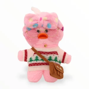  Paper Duck Knuffel - Lalafanfan Duck - Roze - Kerst Trui met Roze hoofdbandje