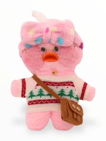 Paper Duck Knuffel – Lalafanfan Duck – Roze – Kerst Trui met Roze hoofdbandje