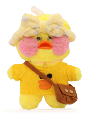 Paper Duck Knuffel – Lalafanfan Duck – Geel – Geel shirt met Geel hoofdbandje