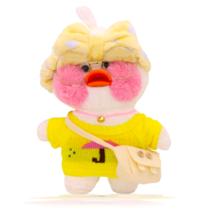  Paper Duck Knuffel - Lalafanfan Duck - Wit - Geel shirt met Geel hoofdbandje
